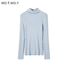 Load image into Gallery viewer, WOTWOY Autumn Winter Basic Knitted Turtleneck Sweaters Women Solid Slim Fit Bottoming Pullovers Women Cotton Knitwear Female New