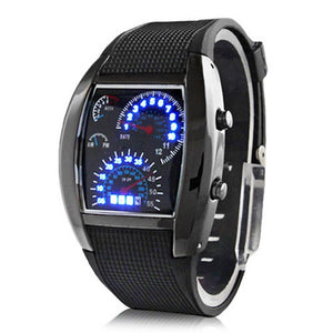 Men Fashion LED Sport Rubber Band Digital Week Date Dashboard Pattern Dial Watch Mas-culino Fashion Men's Watch Large Dial Milit