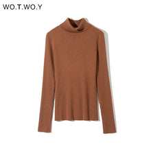 Load image into Gallery viewer, WOTWOY Autumn Winter Basic Knitted Turtleneck Sweaters Women Solid Slim Fit Bottoming Pullovers Women Cotton Knitwear Female New
